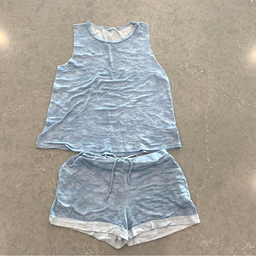 Newbury Kustom Heather Blue Sleeveless Tank Top & Shorts Sleepwear Pajama Set M